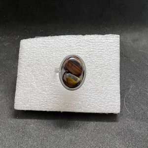 Tiger eye stainless steel ring - US size 7.5